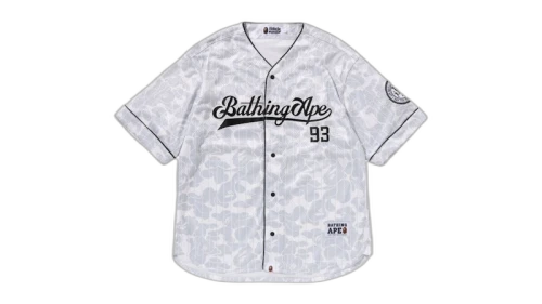 BAPE Camo Stripe Baseball Shirt Gray