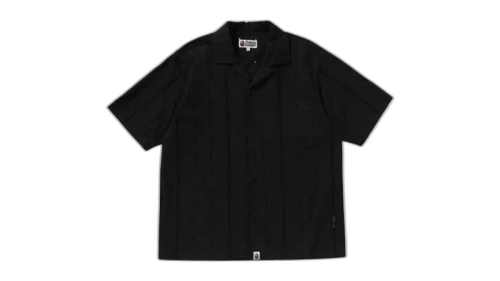 BAPE Embroidery Open Collar S/S Shirt Black