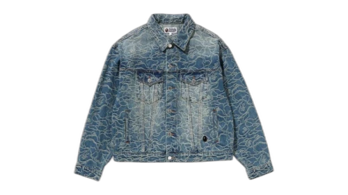 BAPE Line Camo Jacquard 13oz Denim Jacket Blue