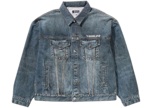 BAPE Fake Print Denim Jacket Light Indigo