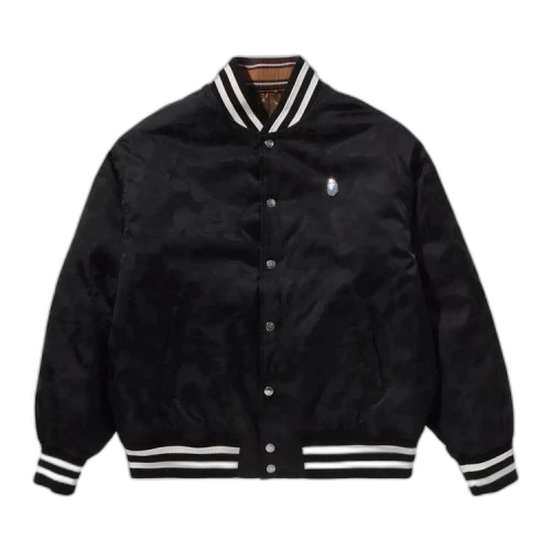 BAPE Solid Camo Jacquard Nylon Reversible Bomber Padded Jacket 'Black'