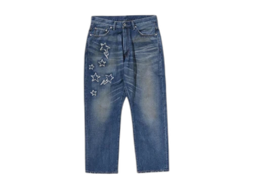 BAPE Sta Patch Work Loose Fit Denim Pants Indigo Blue
