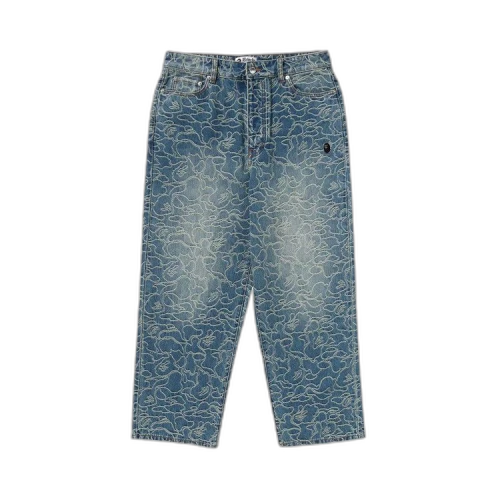 BAPE Line Camo Jacquard One Point Relaxed Fit Denim Pants 'Light Indigo'