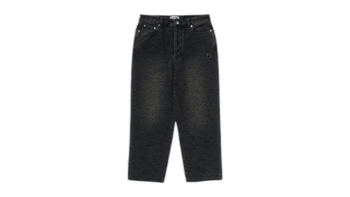 BAPE Line Camo Jacquard One Point Relaxed Fit 13Oz Denim Pants Gray