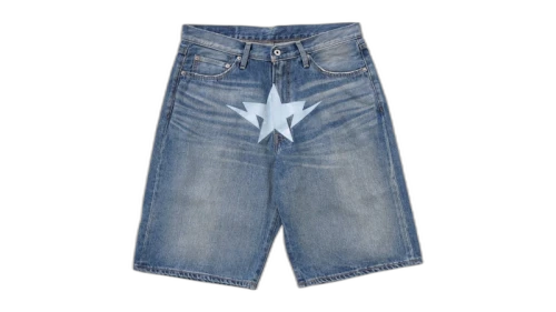 BAPE Twin Sta Relaxed Fit Denim Shorts Shorts Blue