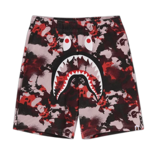 BAPE Map Camo Regular Fit Shark Sweatshorts 'Red'