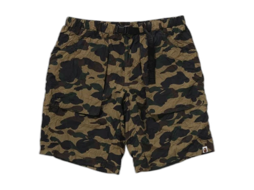 BAPE Crinkle Effect 1st Camo Regular Fit Climbing Shorts Green