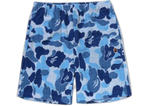 BAPE ABC Camo Pile One Point Sweat Shorts Blue