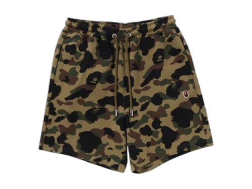 BAPE 1st Camo Jacquard One Point Relaxed Fit Sweat Shorts Green