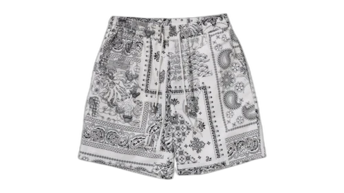 BAPE Black Boro Paisley Camp Shorts Black