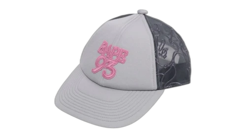 BAPE Line Camo Jacquard Mesh Blocking Logo Cap Cap Grey