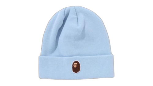 BAPE One Point Ape Head Knit Beanie Beanie Sax Yellow