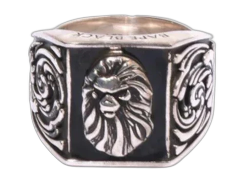BAPE Black Signet Resin Ring Silver