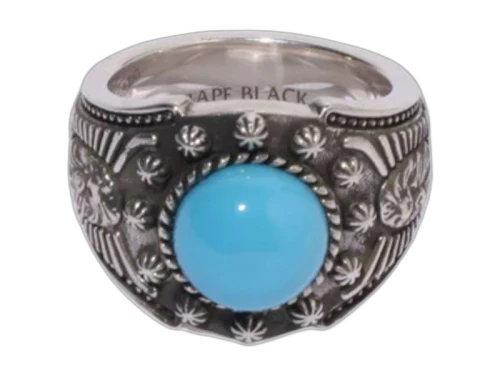 BAPE Black Navajo Turquoise Ring Silver