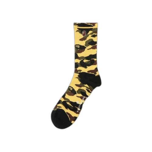 BAPE 1st Camo Ape Head One Point Socks 'Yellow'