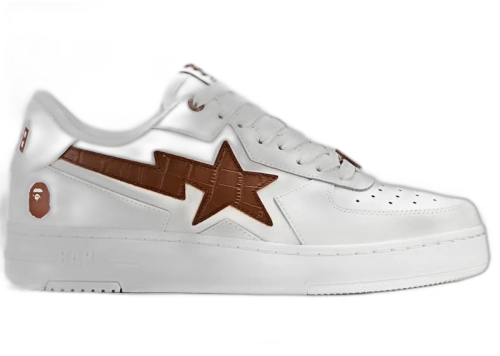 BAPE A Bathing Ape Sta Icon #1 White Brown Croc