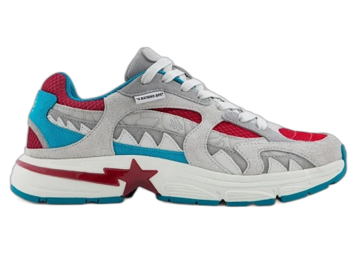 BAPE A Bathing Ape Shark Sta #2 Gray Red Blue