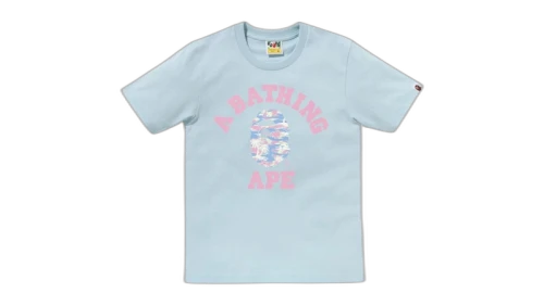 BAPE Palm Tree Camo College Tee Blue