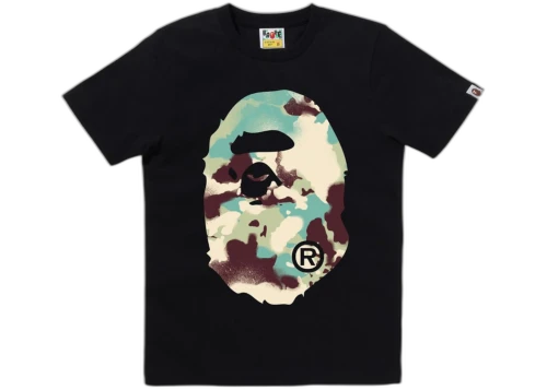 BAPE Women's Map Camo Big Ape Head Tee Black/Multicolor