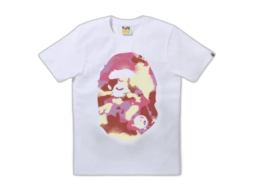 BAPE Women's Map Camo Big Ape Head Tee White/Pink