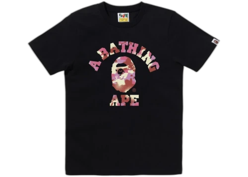 BAPE Women's Map Camo College Tee Black/Pink