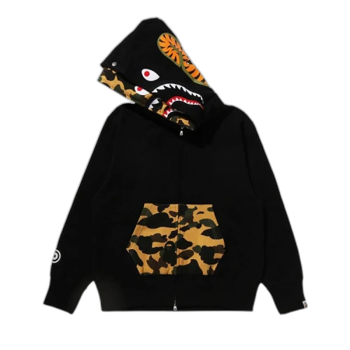 BAPE 1st Camo Shark Full Zip Double Hoodie 'Black'