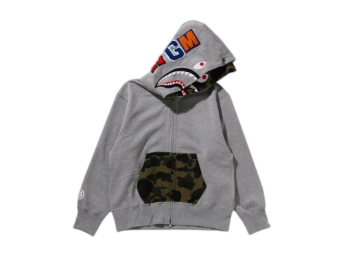 BAPE Women's 1st Camo Shark Full Zip Double Hoodie Grey