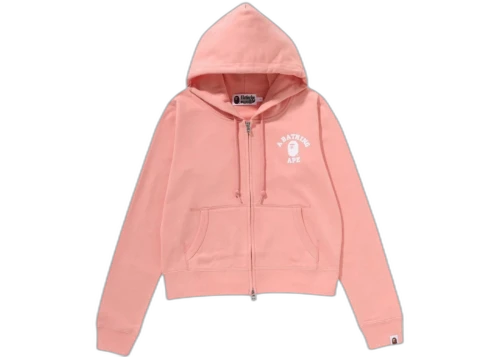 BAPE Women's College Zip Hoodie Pink