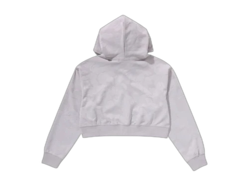 BAPE Solid Camo Jacquard One Point Cropped Zip Hoodie Gray