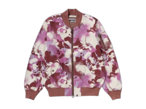 BAPE Women's Map Camo Bomber Jacket Pink