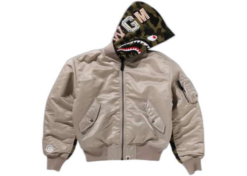 BAPE Women's Shark MA-1 Hoodie Beige