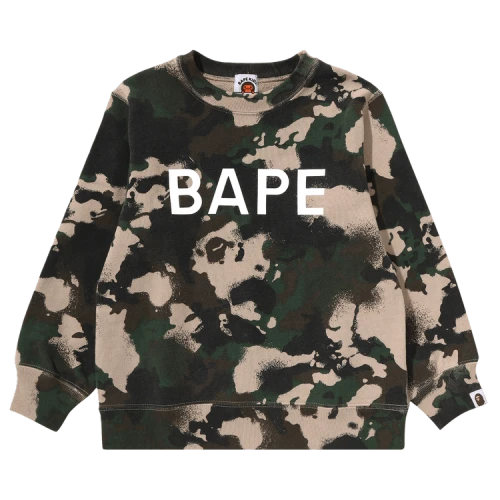 BAPE Kids Map Camo Bape Crewneck Sweatshirt 'Green'