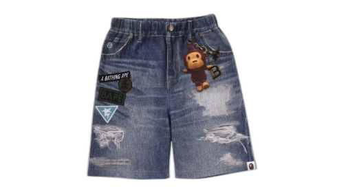 BAPE Denim Print Sweat Shorts Navy