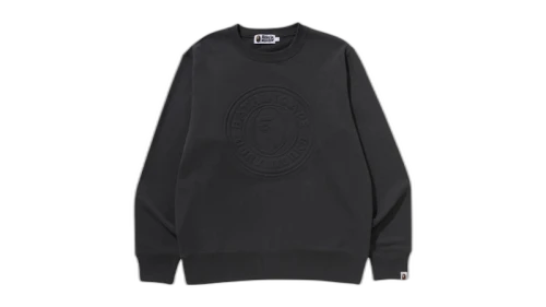 BAPE Emboss Busy Works Crewneck Sweatshirt Black