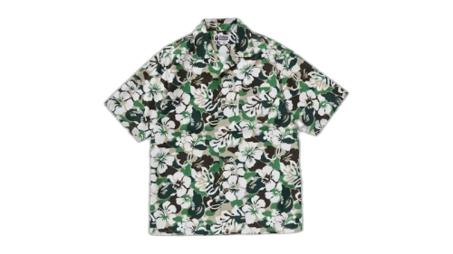 BAPE ABC Resort Camo Open Collar S/S Shirt Green