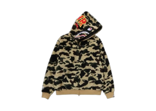 BAPE 1st Camo 2nd Shark Boa Hoodie Jacket Yellow