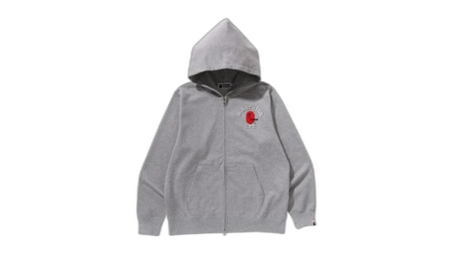 BAPE College One Point Embroidery Zip Hoodie Gray