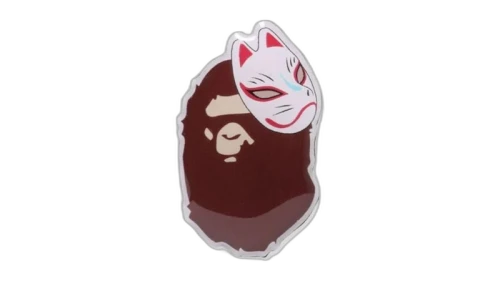 BAPE Japanese Fox Mask Pins Brown