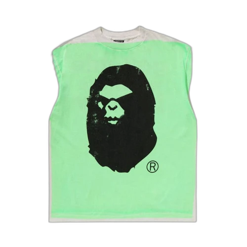 BAPE x SAINT Mxxxxxx Mad Face Handprinting Tee 'White/Green'