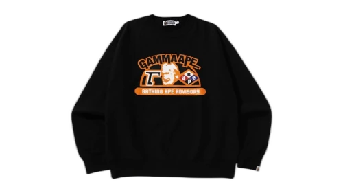 BAPE Classic Gamma Ape Relaxed Fit Crewneck Black