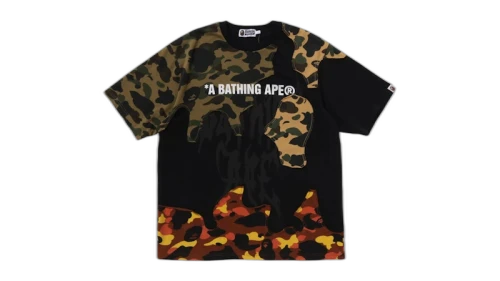 BAPE 1st Camo Upcycled Logo Relaxed Fit Tee Black