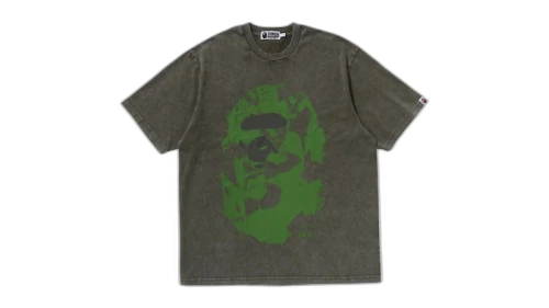 BAPE Ape Head Heavy Washed Relaxed Fit Tee Olivedrab