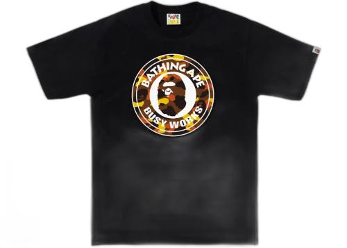 BAPE 1st Camo Busy Works Tee Black/Orange