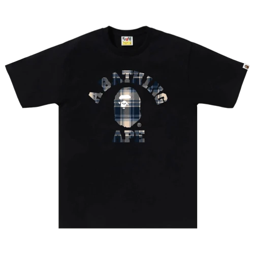 BAPE Check College Tee 'Black/Blue'