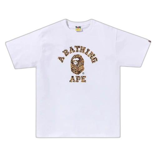 BAPE Wild Leopard Pattern College Tee 'White/Beige'