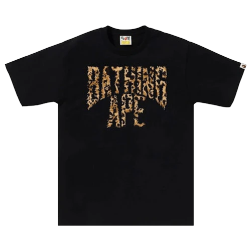 BAPE Wild Leopard Pattern NYC Logo Tee 'Black/Beige'