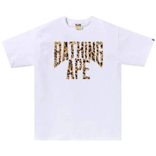 BAPE Wild Leopard Pattern NYC Logo Tee 'White/Beige'