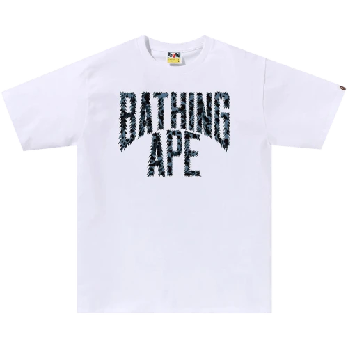 BAPE Wild Leopard Pattern NYC Logo Tee 'White/Navy'