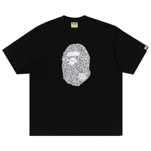 BAPE Wild Leopard Pattern Ape Head Relaxed Fit Tee 'Black'