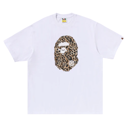 BAPE Wild Leopard Pattern Ape Head Relaxed Fit Tee 'White'